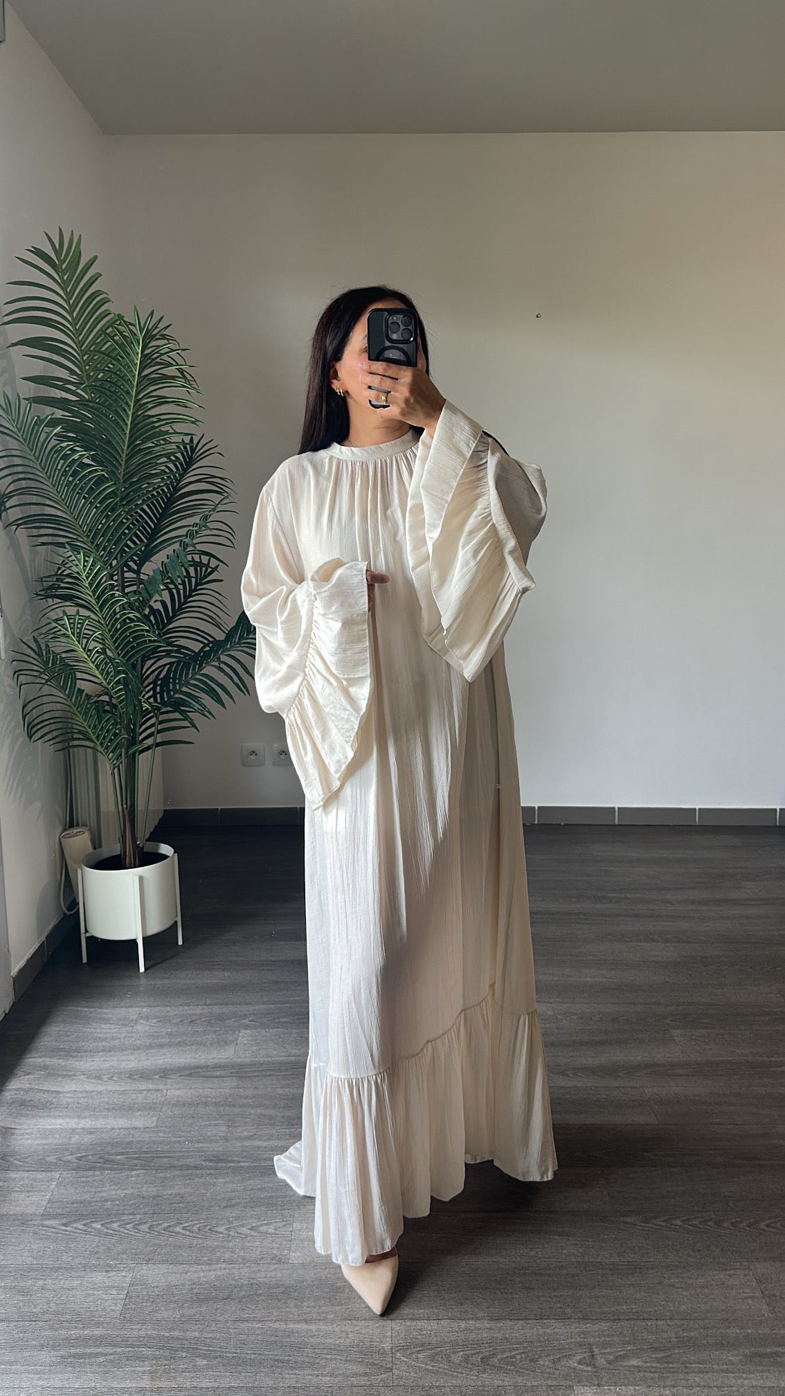Robe longue coloris écru