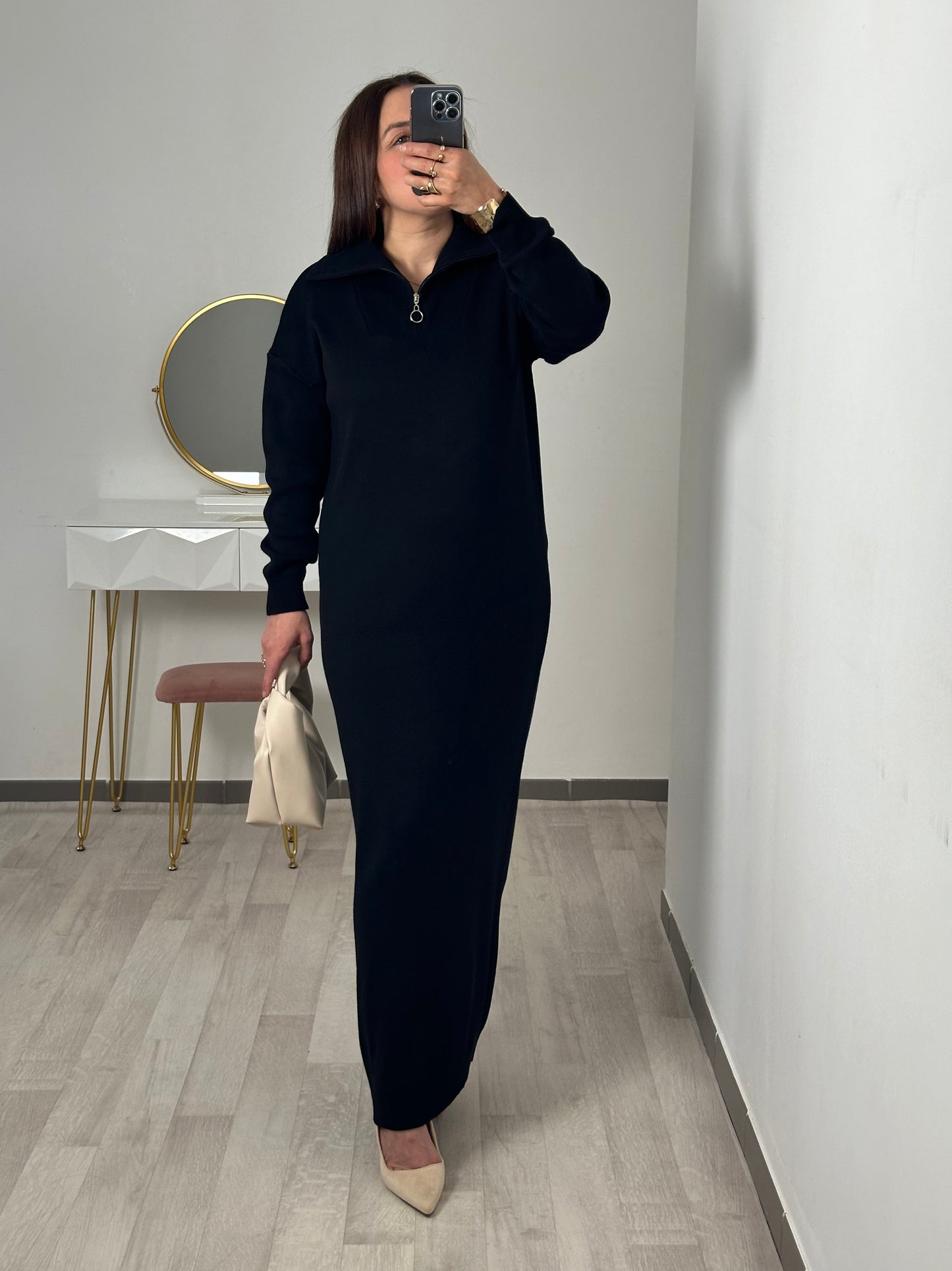 Robe pull à col demi zip