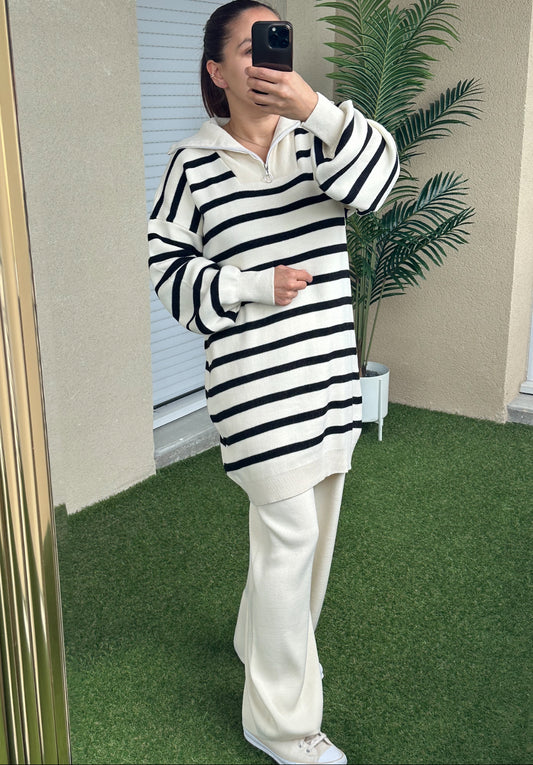 Ensemble 2 pièces pull à demi-zip et pantalon