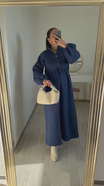 Robe longue sweat avec cordon de serrage