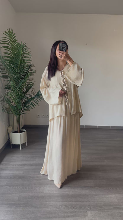 Ensemble 2 Pièces en Coton Texturé – Style Bohème Chic