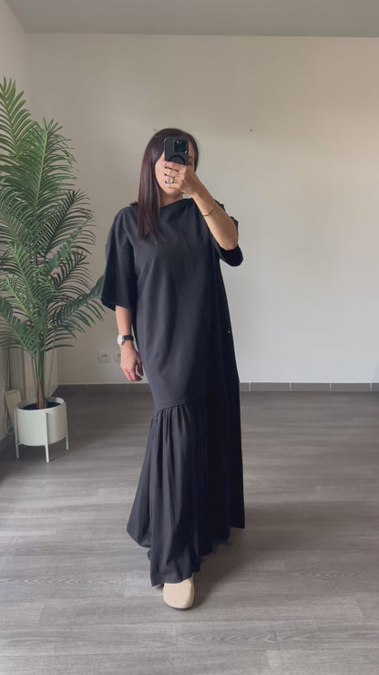 Robe longue noire en coton