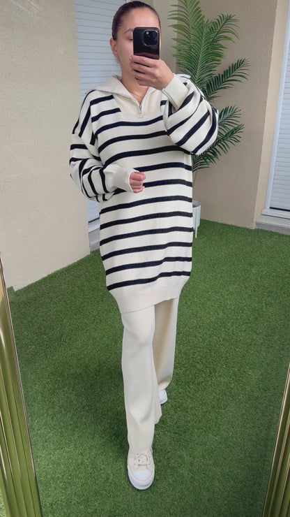Ensemble 2 pièces pull à demi-zip et pantalon
