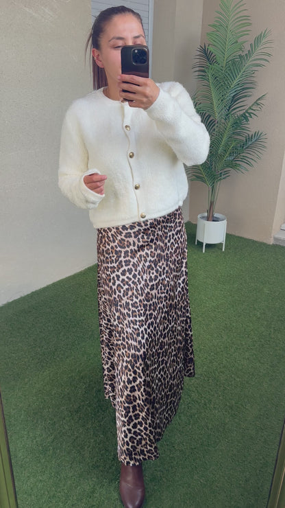 Jupe satinée léopard