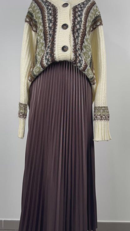 Jupe plissée marron