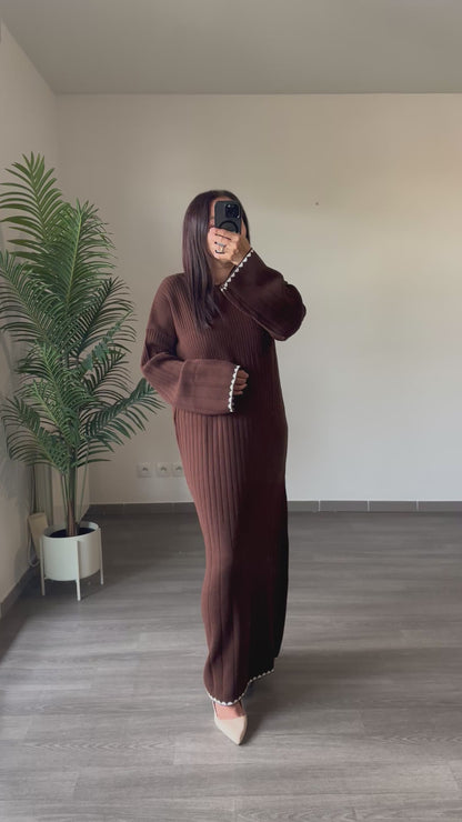 Robe longue marron