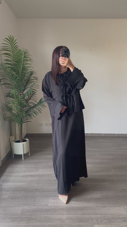 Ensemble Robe Sans Manches & Gilet à Nouer – Noir