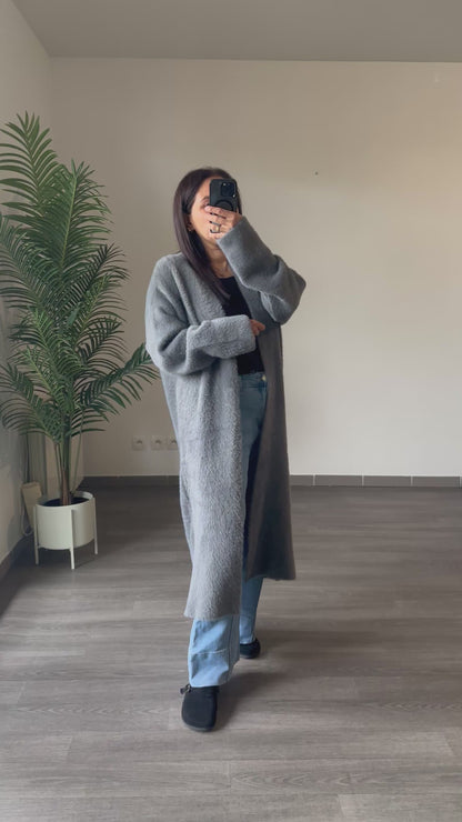 Long gilet effet moumoute