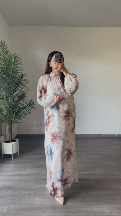 Robe longue fleurie doublée