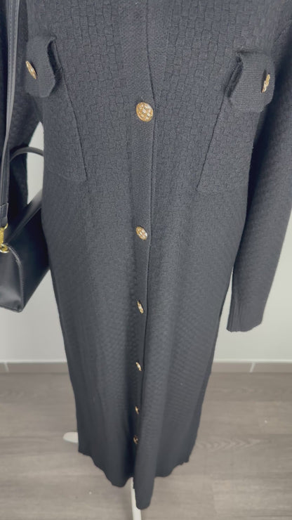Robe longue boutonnée en maille texturée