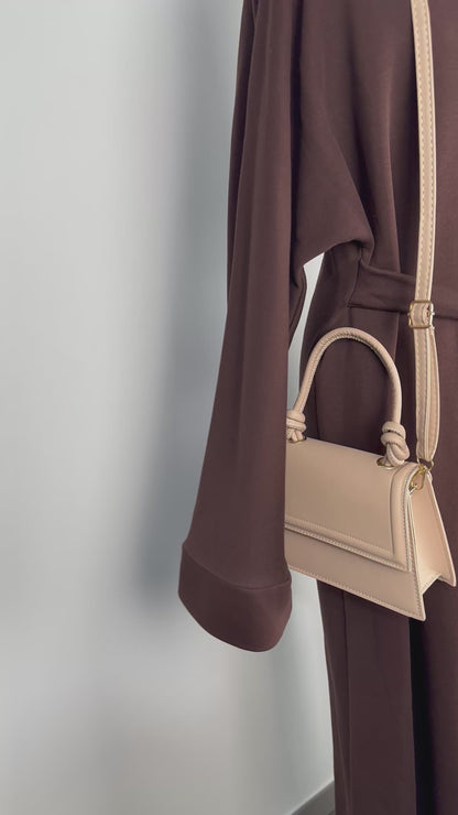 Robe longue ceinturée chocolat